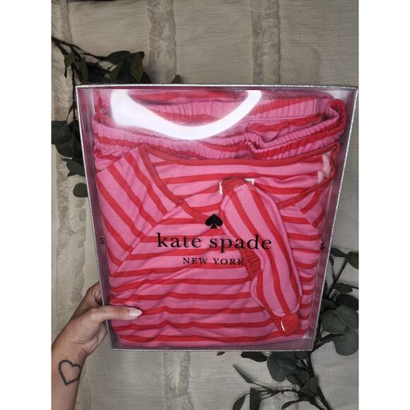 Kate Spade 4 Piece Pajama Set in Pink Stripe